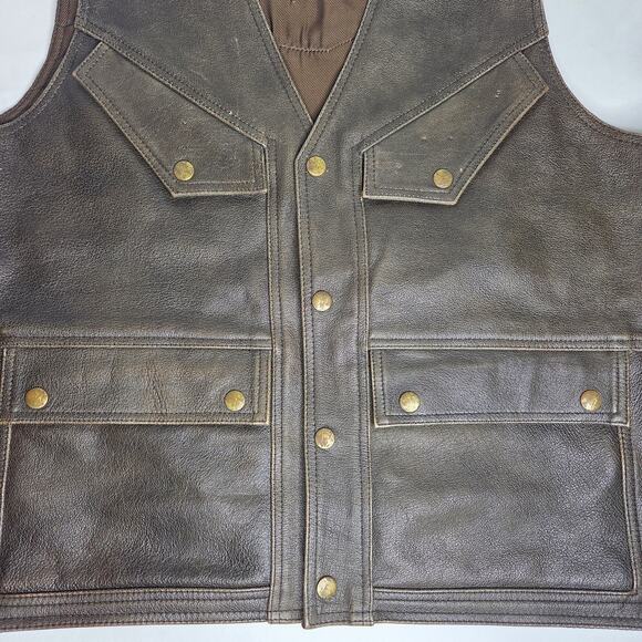 Vintage Men's Himalaya Motor Bike Wear Leather Motorcycle Riding Vest - Picture 3 of 14